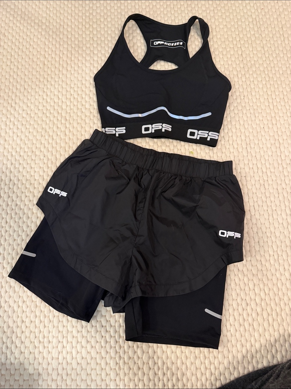OFF-White Sports Black Two-Piece Athletic Set - Crop Top & Shorts